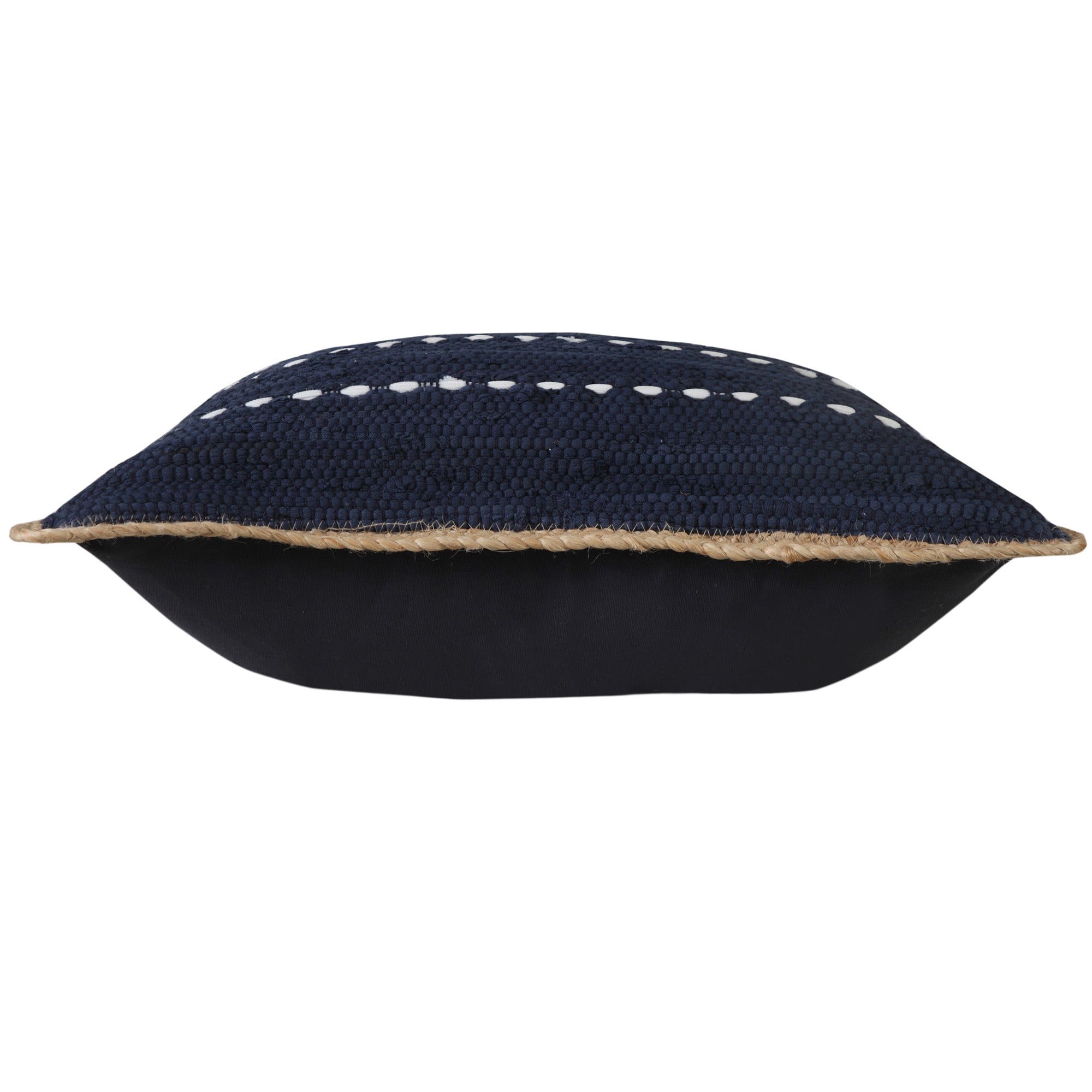 Laddha Home Designs Handwoven Flanged Border Striped Cotton Throw Pillow Cover - 20" - Blue and
