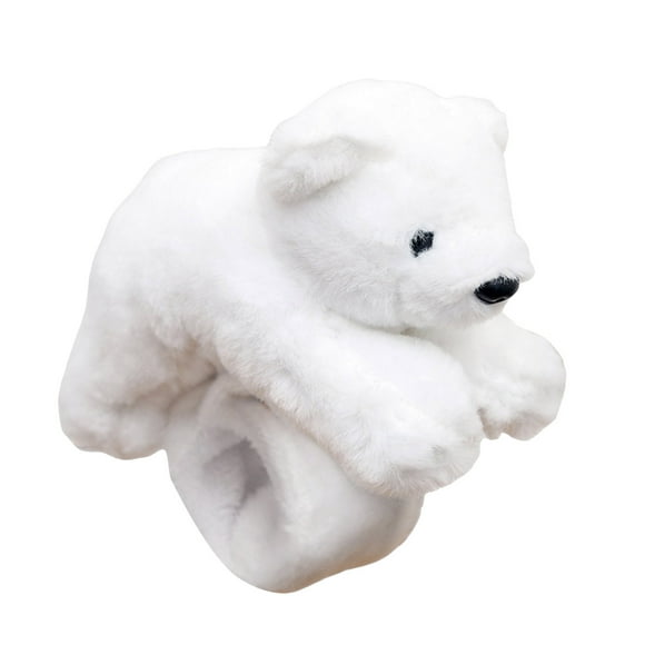 Riforla Bracelet Claquant en Peluche Animal Marin Bracelet à Pression pour Enfants Bracelet Claquant Portable Bracelet de Poignet Jouet pour Accessoire de Jeu et de Fête pour Enfants 6 Pouces Ours Polaires Brassards Claquants Rose Pâle