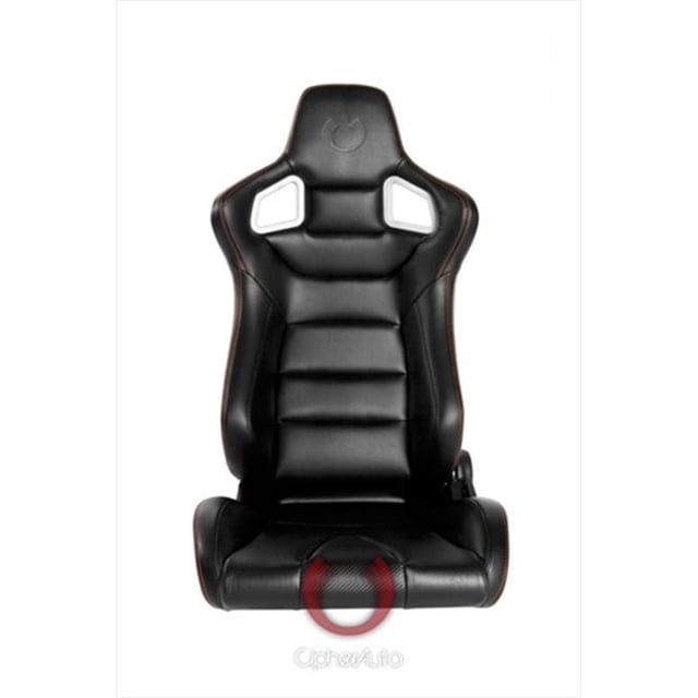 Cipher CPA2001 Série Euro Tout Cuir PU Noir Coutures Rouges avec Fibre de Carbone PU, Vendu par Paire