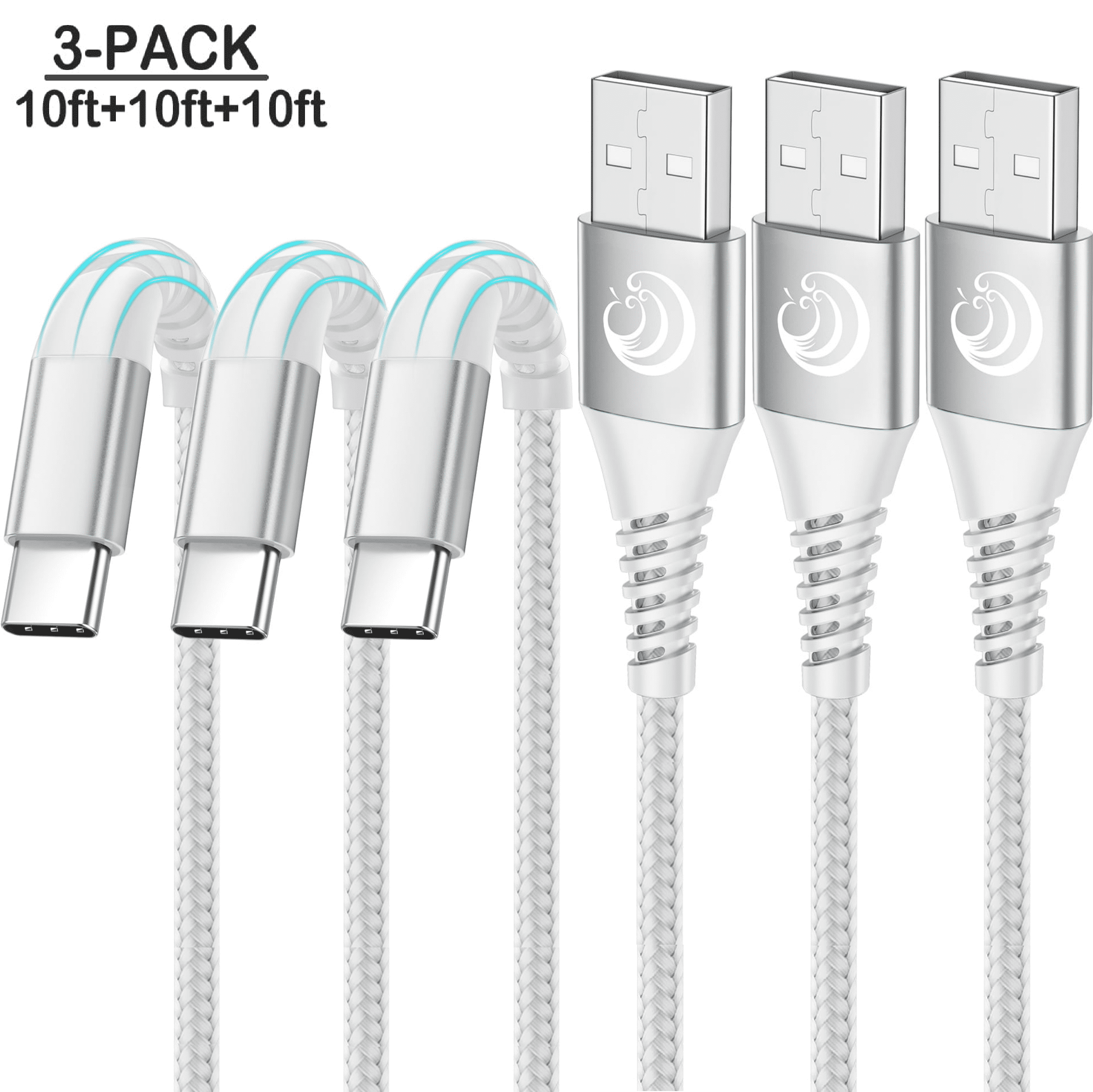 USB C Cable 10ft 3 Pack USB to Type C Cable Nylon Braided 3A C Charger