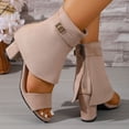 thumbnail image 6 of Purcolt Women's Summer Open Toe Booties Sandals Faux Suede Strap Wrap up Pump Boots Casual Block Heeles Dress Shoes with Zipper Back, 6 of 9