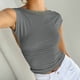 thumbnail image 5 of Camiseta Sin Mangas Básica Camiseta sin mangas básica para mujer Ropa diaria expuesta al ombligo sin espalda para mujer (gris oscuro M) Ygjytge para Mujer Gris oscuro T S, 5 of 9