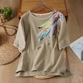 thumbnail image 2 of Jacenvly Hauts pour Femmes Liquidation T-shirt Imprimé de Mode pour Femmes Manches Courtes Blouse Col Rond Décontracté Haut de Printemps et d'Été Hauts à Manches Courtes pour Femmes Tendance, 2 of 9