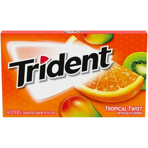 Trident Sugar Free Gum, Tropical Twist, Regular Size, 14 Pieces