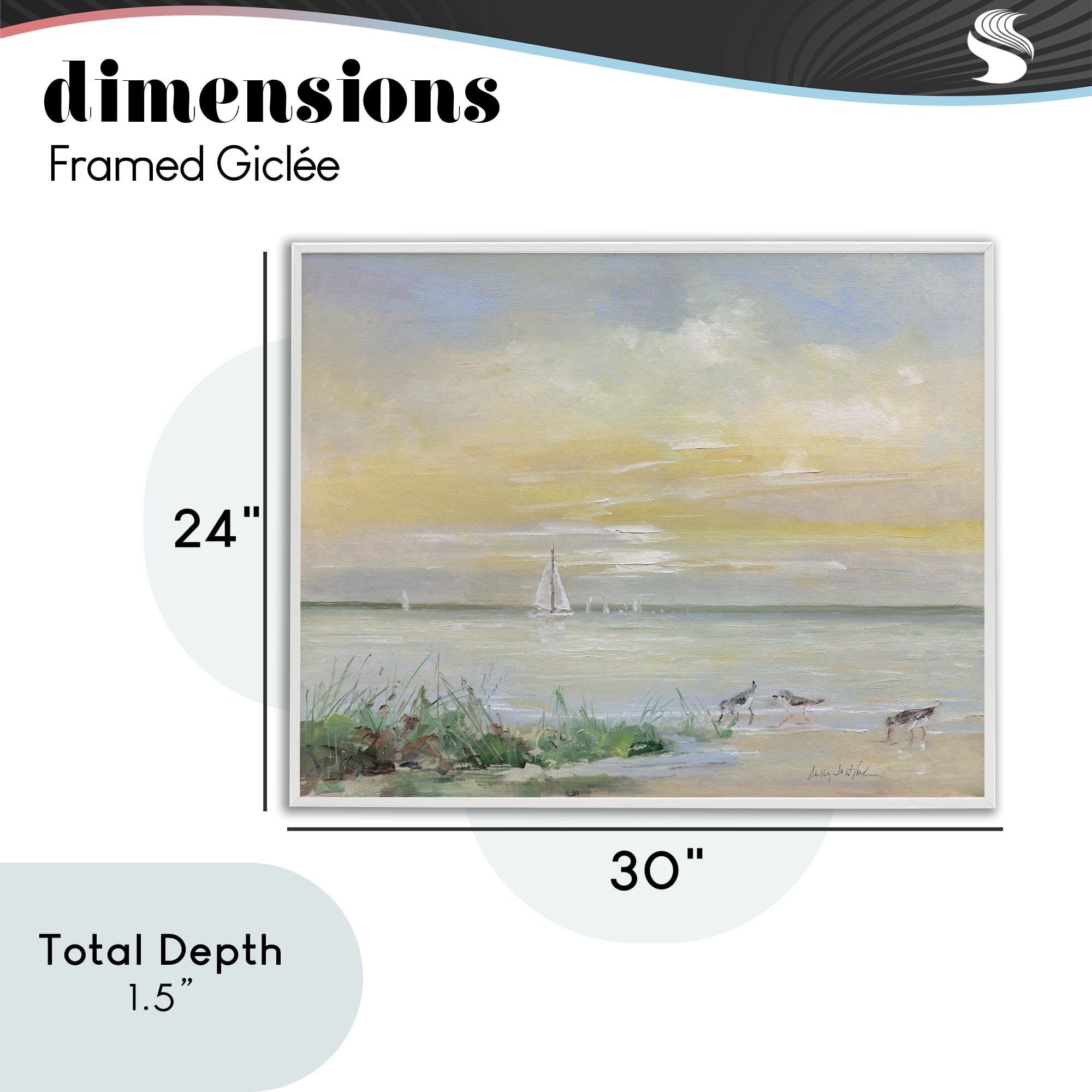 Stupell Industries Sailboats & Sanderlings Shore White Framed Giclee Art, design by Sally Swatland