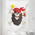 thumbnail image 1 of Skull Smoking Tapestry, Bearded Jolly Roger Pirate Symbol on Crossbones Wearing Bandana, Fabric Wall Hanging Decor for Bedroom Living Room Dorm, 5 Sizes, White and Multicolor, by Ambesonne, 1 of 1