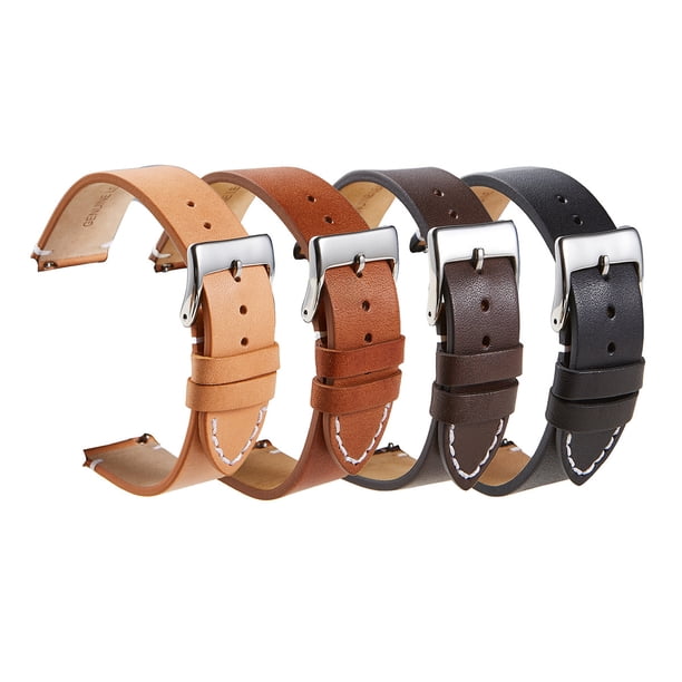 Correa de cuero retro de piel de vaca suave mate inferior de cuero desmontable rápido Correa de reloj fina Correa de reloj de 16-24 mm