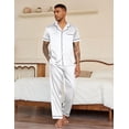 thumbnail image 3 of EKOUAER Mens Satin Pajama Set Short Sleeve Classic Sleepwear Button Down Silky Loungewear with Long Pants, 3 of 6