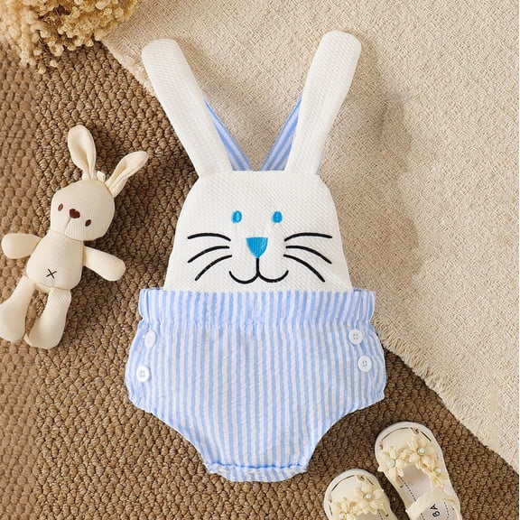 UACY Baby Boy Girl First Easter Outfit Bunny Print Romper Sleeveless Hooded Jumpsuit Newborn Spring Clothes
