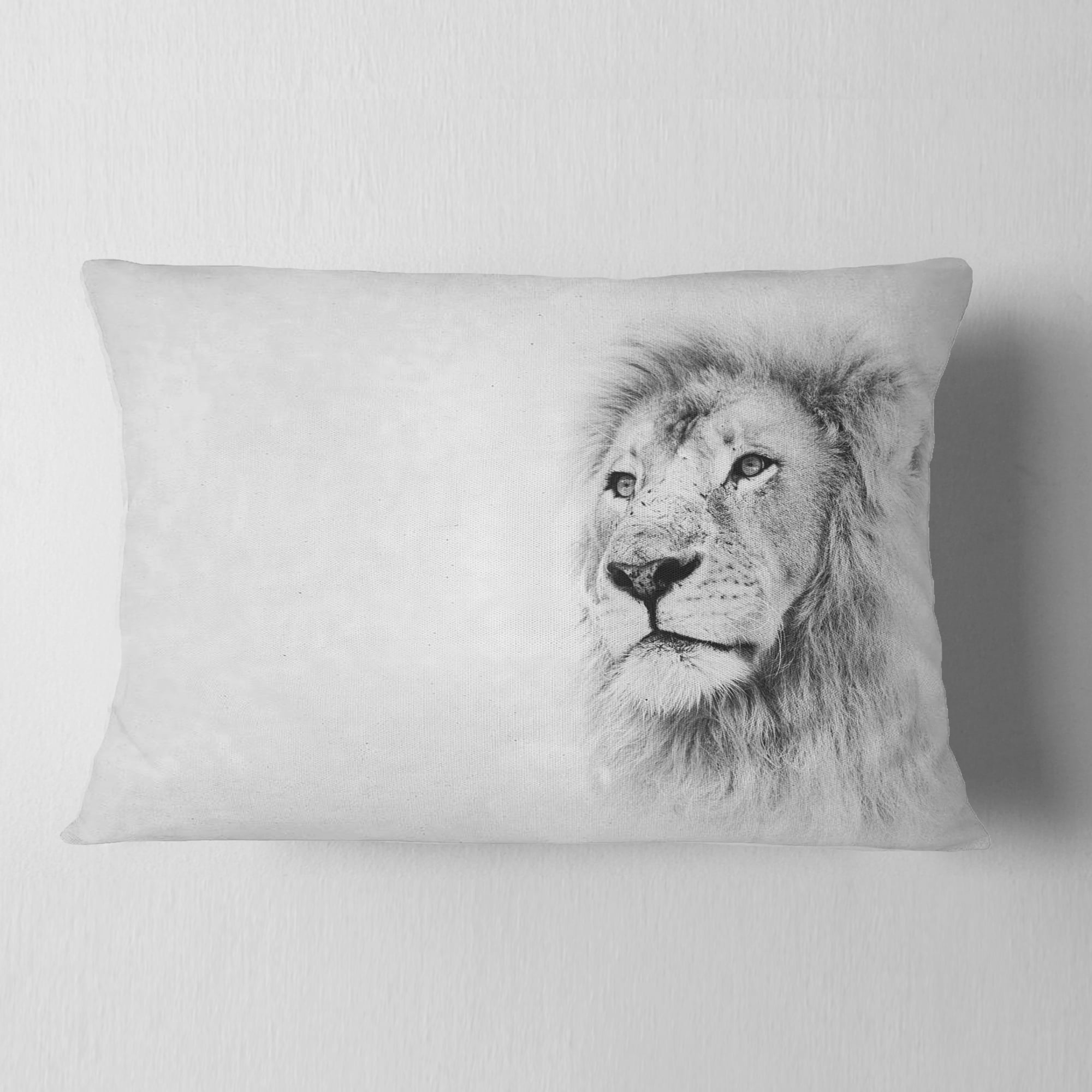 Designart Lion Face on Card Banner - Animal Throw Pillow - 12x20