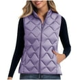 thumbnail image 2 of Nmnitkp Womens Puffer Vest Sleeveless Lightweight Winter Jackets Quilted Zip Up Coats Stand Collar Padded Outerwear Vests Purple,4XL, 2 of 9