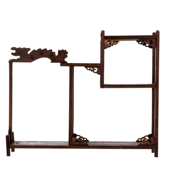 Miangastore Wooden Antique Displaying Shelf Curio Display Stand Carving Antique Stand