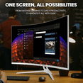 thumbnail image 3 of CRUA 32" 4K 160Hz Curved Gaming Monitor,UHD(3840x2160P) 1500R Monitor, FreeSync 120% sRGB, 1.07B Color Depth, with HDMI /DP and Built-in Speaker, Support Wall Mount-White, 3 of 8