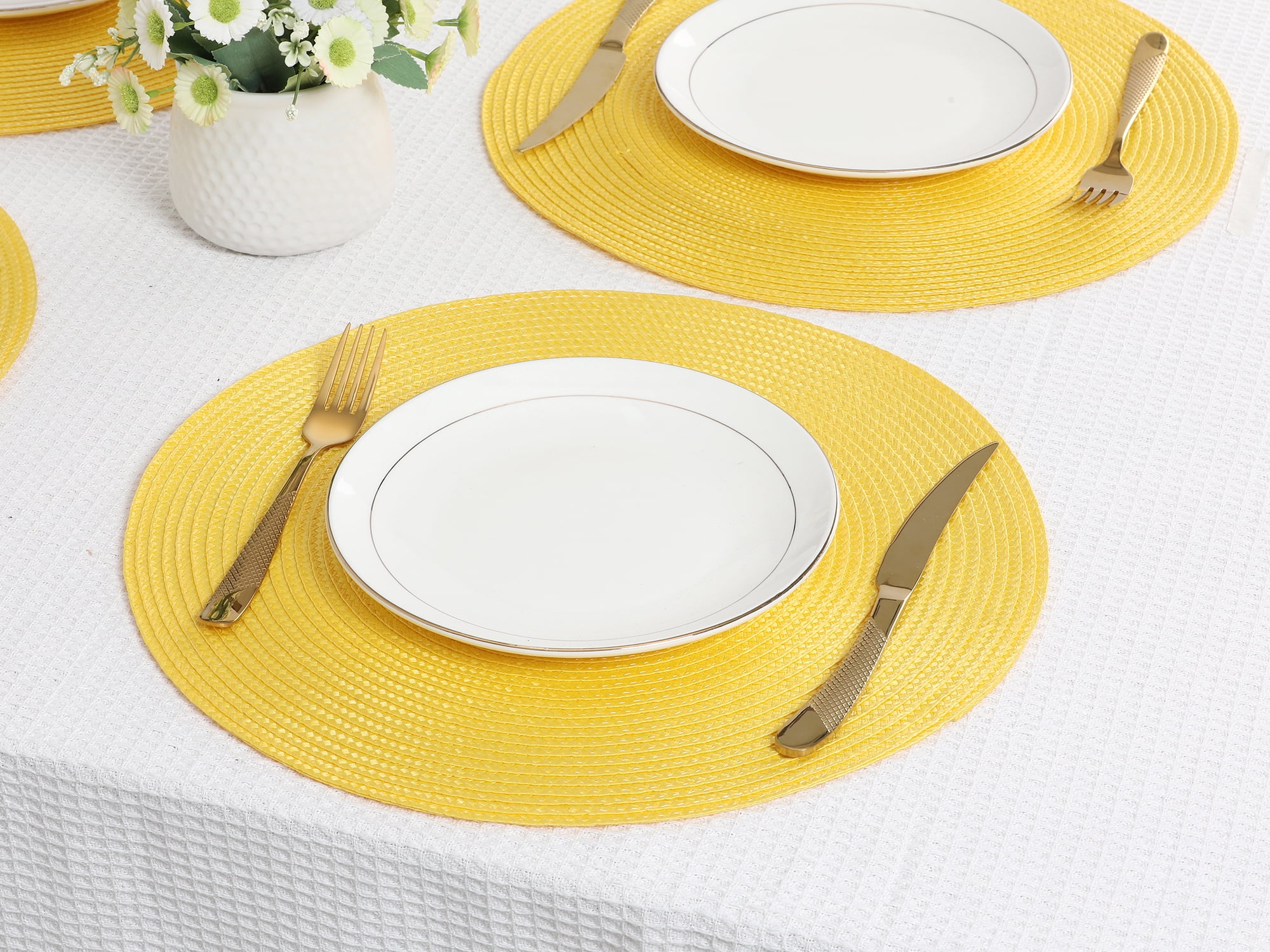 Unique Bargains Rustic Placemats Set of 6 Woven Placemats for Table Decor Beige