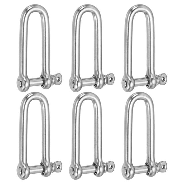 Grilletes en D Uxcell, (3/16" 5mm, 6 Pcs), Grillete de tornillo en acero inoxidable 304, mini grillete en forma de arco