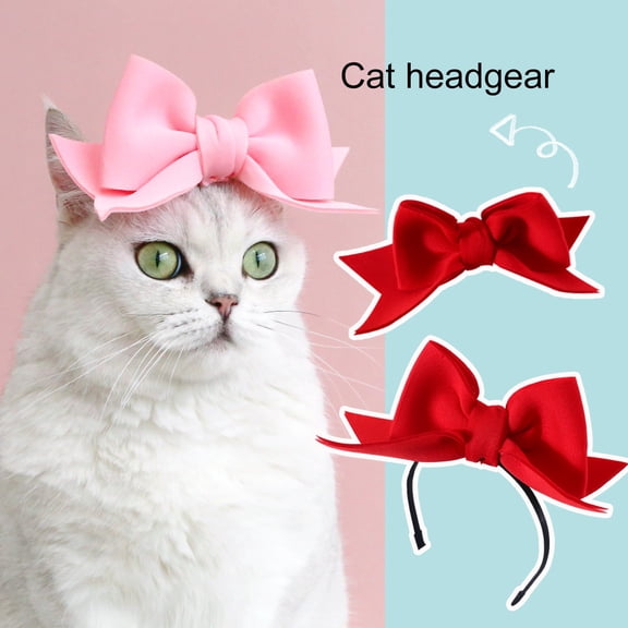 tasrioml Pet Headdress Princess Style Ultra-Light Elastic Friendly to Skin Easy-wearing Dress Up Cotton Bow-knot Cat Hair Hoop Cosplay Pet Headband Pet Supplies