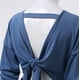 thumbnail image 4 of Gibobby Vestido de punto trenzado Vestido de suéter ajustado sin espalda de punto con cuello en V y manga larga de murciélago para mujer con cinturón(Azul claro,M), 4 of 5