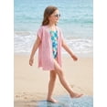 thumbnail image 5 of Girl's Crochet Sheer Open Front Swim Cover Up Short Sleeve Summer Beach Kimono Swimsuits, 5 of 8