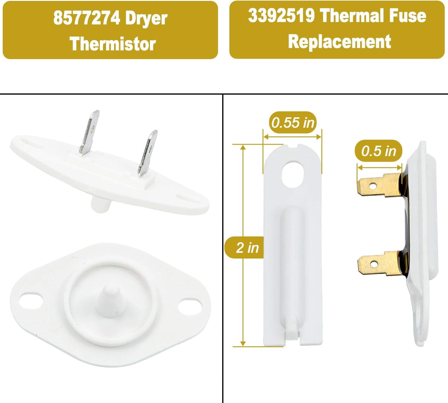 WP3387747 3387747 Dryer Heating Element Kit-Compatible With Whirlpool Cabrio Kenmore He2 Kenmore Elite He3 Maytag Dryers- GEW9250PW0 GEQ9800PW1 WD05X30818 GEQ9800PW2 GEQ9800PW1 MEDB835DW4