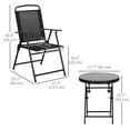 thumbnail image 3 of Outsunny Outdoor Bistro Set Small Patio Set w/ Foldable Chairs, Black, 3 of 10