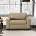 thumbnail image 6 of Roundhill Furniture Sakan Leather Upholstered 2-Piece Living Room Set, Cutler Chair and Ottoman, Beige, 6 of 11