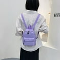 thumbnail image 2 of Women Solid Color Backpack Preppy Style School Nylon Mini Rucksack (White), 2 of 9