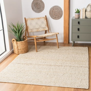 SAFAVIEH Natura Earnestine Solid Abstract Wool Area Rug, Ivory, 5' x 8'