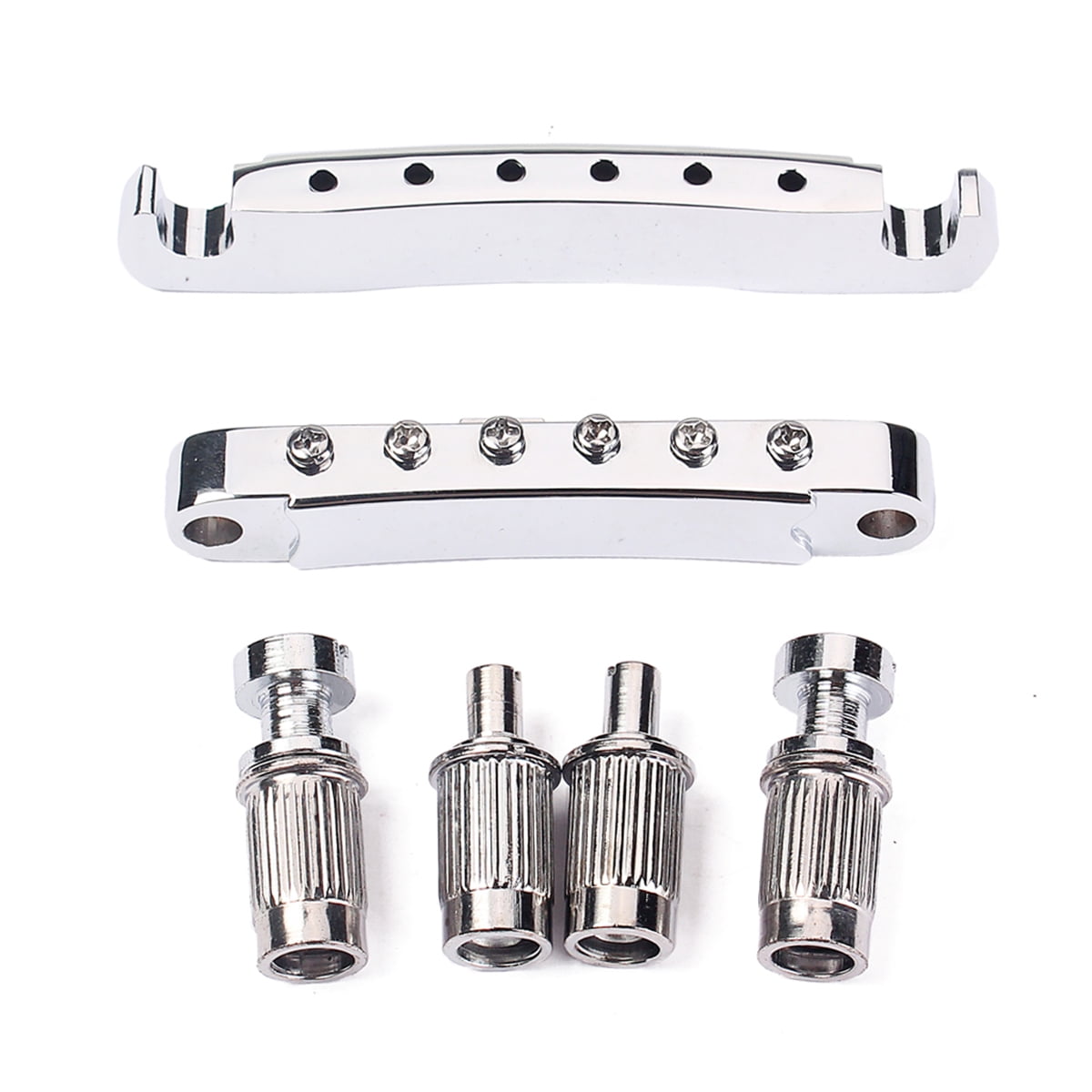 ETEREAUTY Electric Guitar Parts Replacement Chrome Plated Silver Saddle Bridge for Guitars