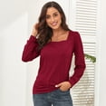 thumbnail image 1 of Blusa de manga larga, blusa de mujer con mangas abullonadas, camisa de mujer de color puro, camiseta de color puro elaborada con cuidado, 1 of 8