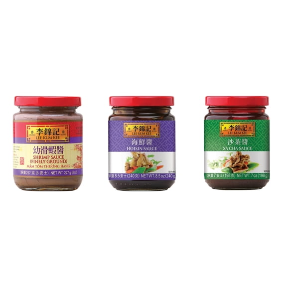NineChef Brand Spoon Plus 3 Pack Lee Kum Kee Cooking Sauce, 3 Flavors(Finely Shrimp,Hoisin Sauce,Sa Cha Sauce)