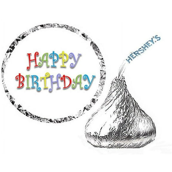 216 Happy Birthday Birthday Party Favor Hershey's Kisses Stickers / Labels- Rainbow