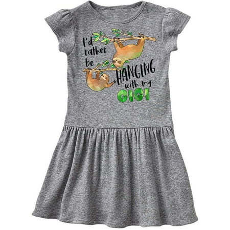

Inktastic Id Rather Be Hanging with my Gigi- Cute Sloths Gift Toddler Girl Dress