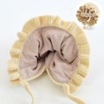 thumbnail image 3 of Baby girls Winter Hat Toddler beanie Cute ruffled warm knit hat for toddlers 6 months to 2 years old - Beige, 3 of 5