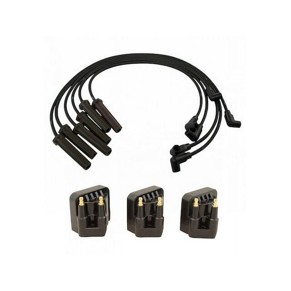 Ignition Coil and Spark Plug Wire Set 4 Piece - Compatible with 2000 - 2004 Oldsmobile Alero 3.4L V6 2001 2002 2003