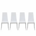 thumbnail image 3 of Modern Style Dining Chair Set for 4 with Comfortable PU Leather and Silver Chrome Plated chair legs,White, 3 of 6