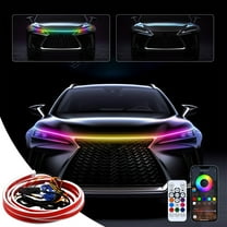 Car RGB Daytime Running Light Strip, 240CM, APP & Wireless Remote Control, LED Beads, Silica Gel Material, Waterproof IP66, Easy Installation, Super Bright, for Hood, Turning Synchronization