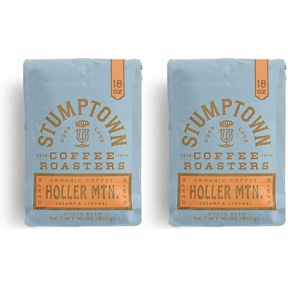 Stumptown Coffee Roasters, Medium Roast Organic Whole Bean Coffee - Holler Mountain 18 Ounce Bag with Flavor Notes of Citrus Zest, Caramel and Hazelnut (Pack of 2)