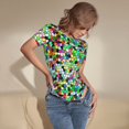 thumbnail image 5 of Naloa Colorful Tie Dye Stained Glass Women's Short-Sleeved Onesie, One-Piece Swimsuit for Parties, dates, clubs - Large, 5 of 9