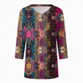 thumbnail image 5 of Towmus Womens Blouses Boho Floral Printed 3/4 Sleeve Shirts Business Work Shirt Dressy Casual Loose Tops, 5 of 5