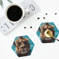 thumbnail image 5 of Pofeuu Hawaiian Swimming Lion Print Leather Coasters Set of 6, Round Cups Mugs Mat Pad for Home Kitchen Heat Resistant Drink Coasters,Hexagon, 5 of 7