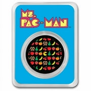 Ms.PAC-MAN Pixel Pattern 1 oz Colorized Silver Round