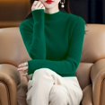 thumbnail image 4 of Yigetop Chandail à Col, pour Femmes et Hiver, Couleur Unie Rétro, Coupe Ajustée, Demi-Col Montant, Chandail à Enfiler, Chandail de Base, Chandails à Col Roulé pour Femmes Vert G, 4 of 5
