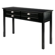 Winsome Wood Timber Console Table with Four Drawers, Black Finish