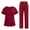 03-Deep Red, variant on Medical Scrubs,Women's Scrub for Women V-Neck Top & Cargo Pants, Comfortable Scrub Set Stretch Fabric - Wine - L