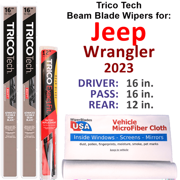 2023 Jeep Wrangler Beam Blade Wipers (Set of 3) w/Rear Wiper