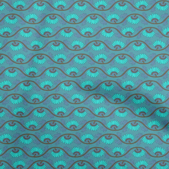 oneOone Rayon Teal Blue Fabric Floral Sewing Craft Projects Fabric Prints By Yard 56 Inch Wide