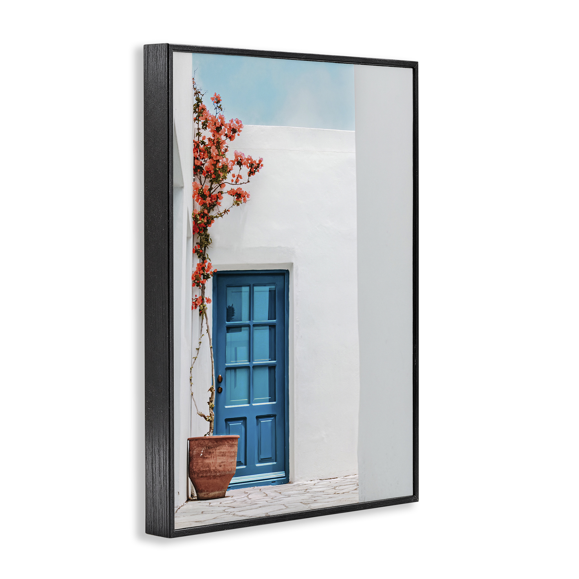 Stupell Industries Blue Villa Door Town & City Photography Black Framed Art Print Wall Art, 20 x 30