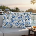 thumbnail image 4 of Blue Green Spring Floral Outdoor Waterproof Pillow Covers, Watercolor Blooming Botanical Summer Decorative Rectangle Throw Pillowcase Sofa Cushion Sham for Patio/Couch/Chair, 20"x12" 2 Pack, 4 of 8