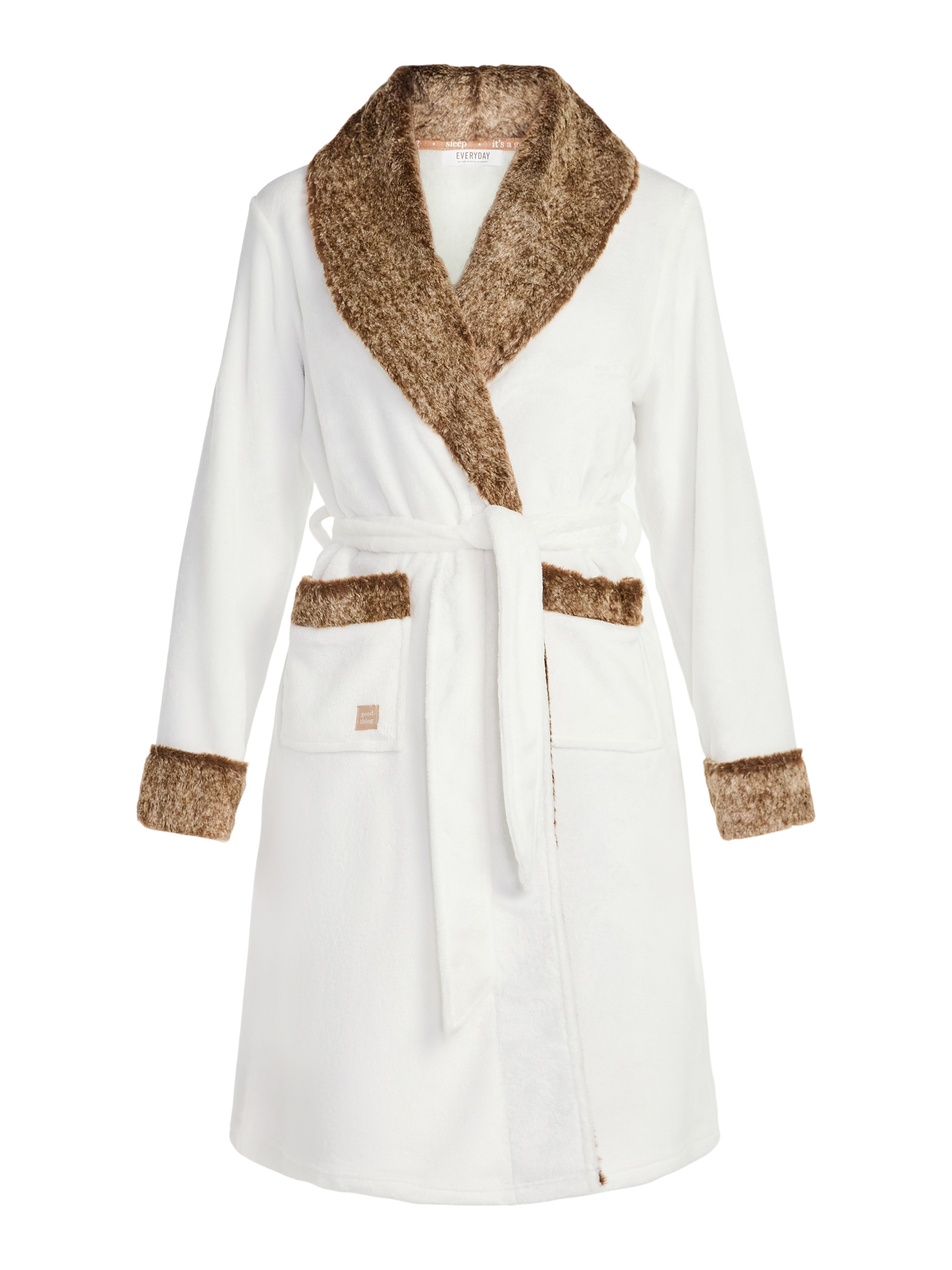 Martha Stewart Everyday Women's Plush Robe with Faux Fur Trim, Sizes S-XXL