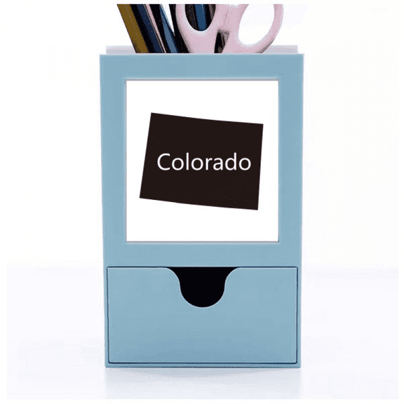 Colorado America USA Map Outline Desk Supplies Organizer Pen Holder Card